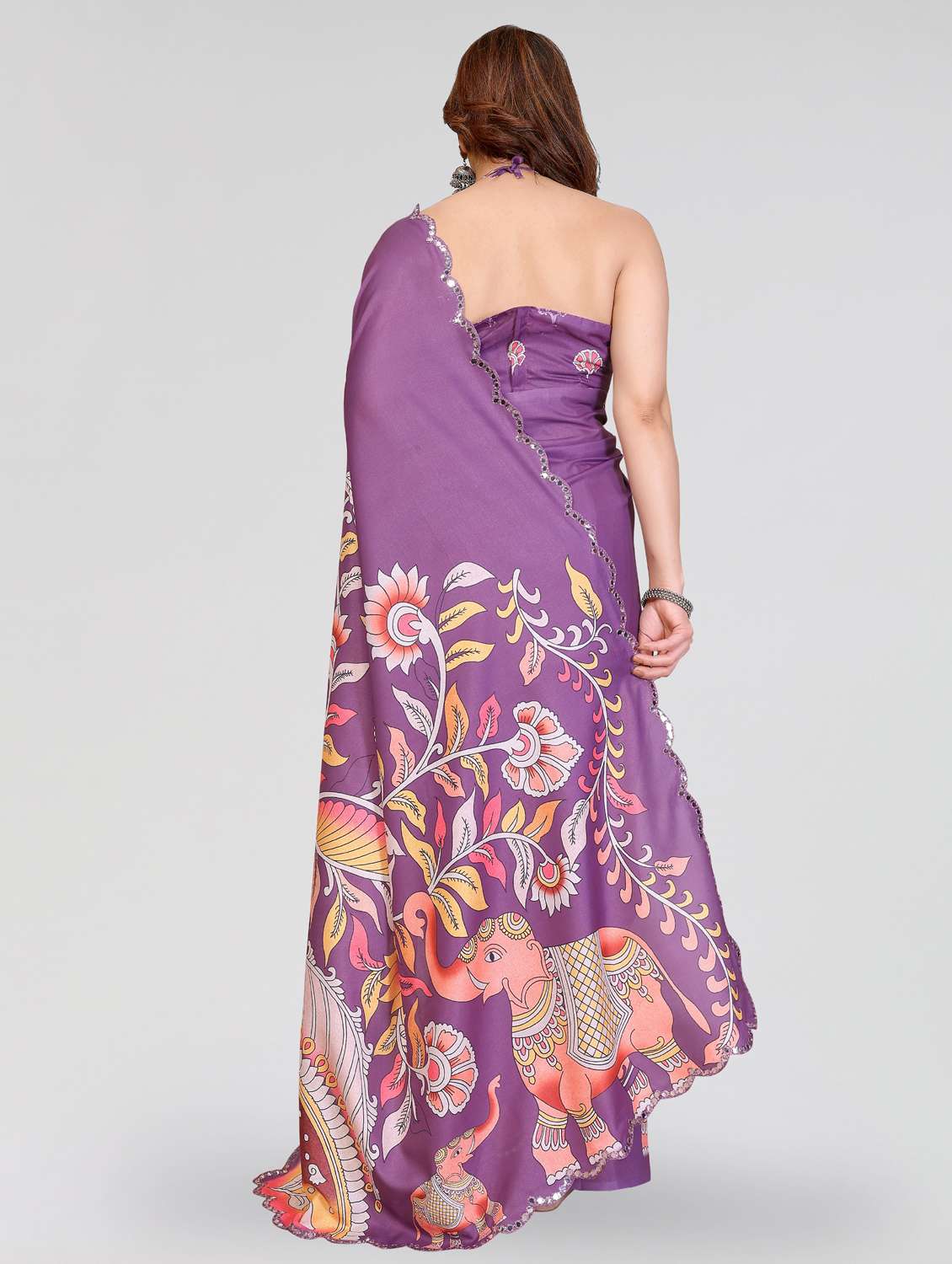Women Kalamkari Printed Saree With Blouse - 22395055 -  Standard Image - 4