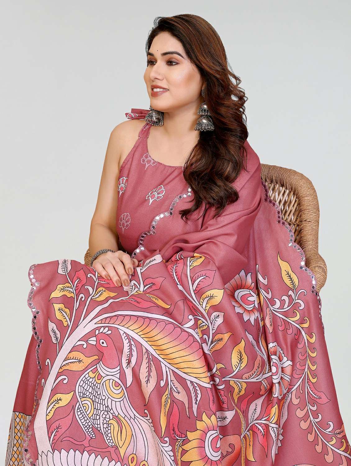 women kalamkari printed saree with blouse - 22395057 -  Standard Image - 1