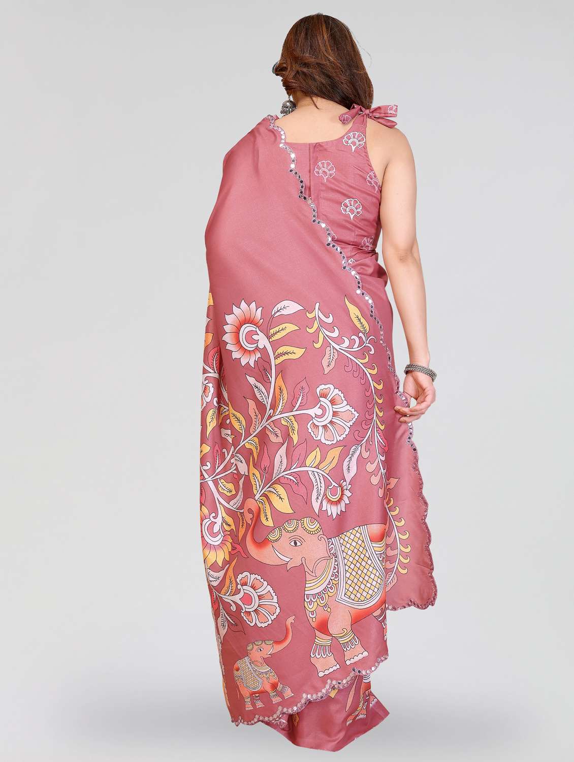 women kalamkari printed saree with blouse - 22395057 -  Standard Image - 4