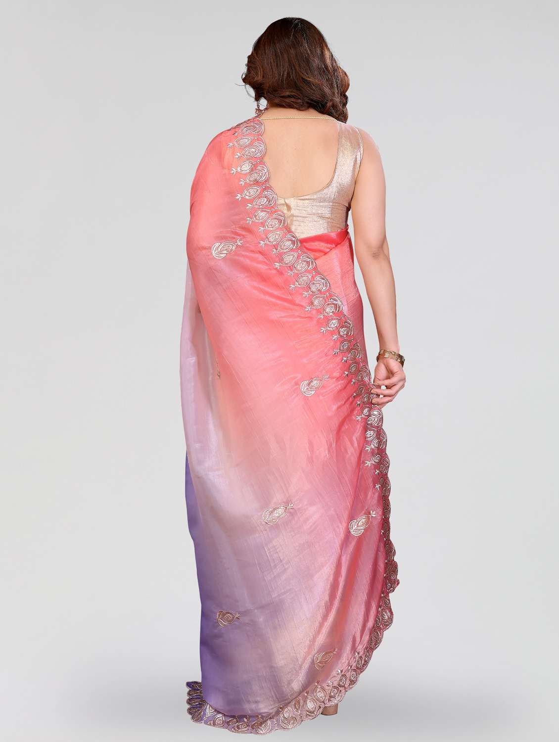 women ombre embroidered saree with blouse - 22395063 -  Standard Image - 4