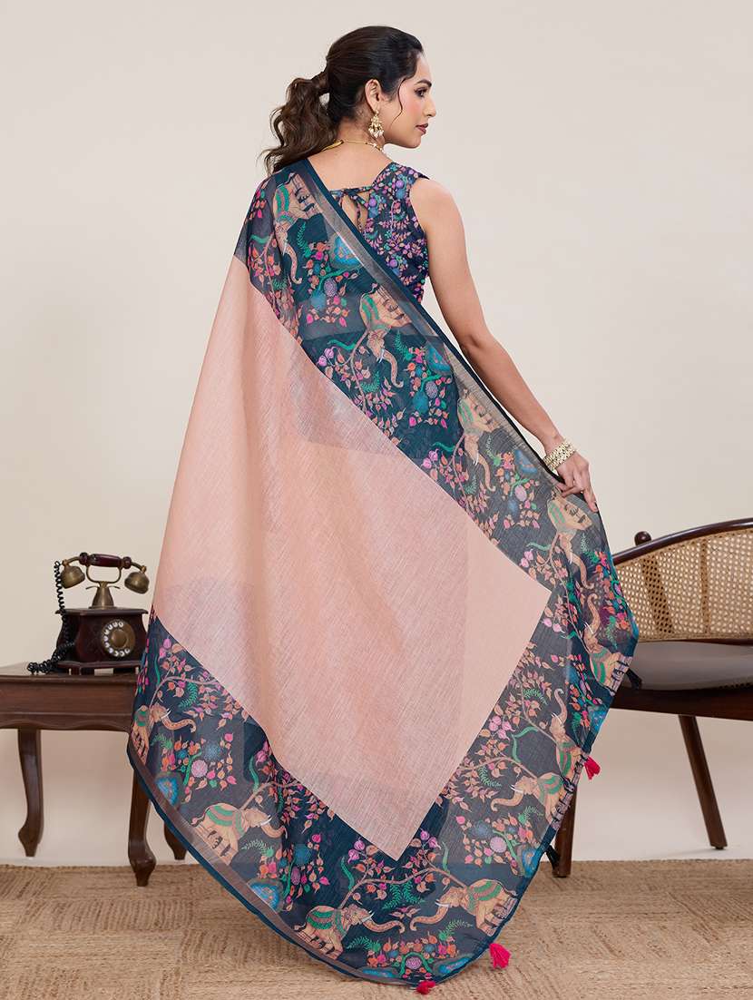 women printed casual wear saree with blouse - 22395080 -  Standard Image - 4