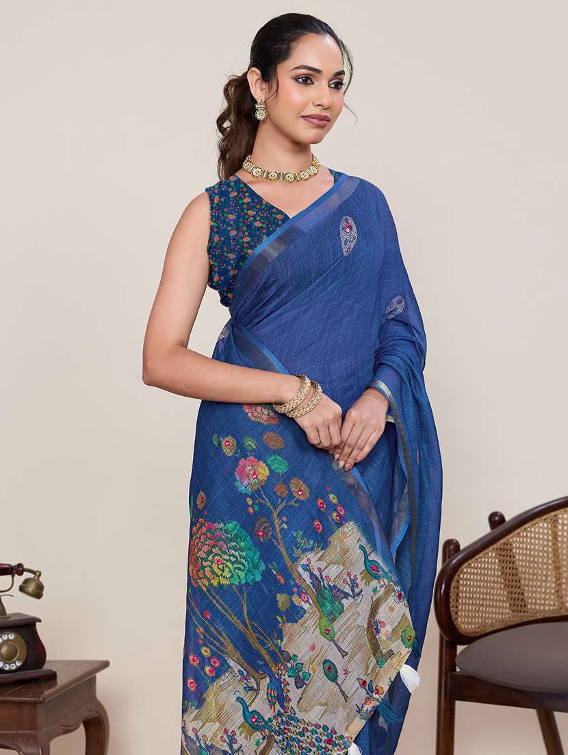 women printed casual wear saree with blouse - 22395084 -  Standard Image - 1