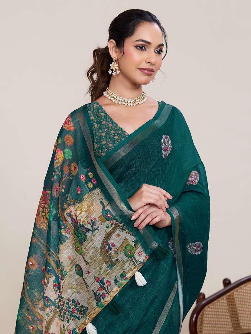 Women Printed Casual Wear Saree With Blouse - 22395086 -  Standard Image - 1
