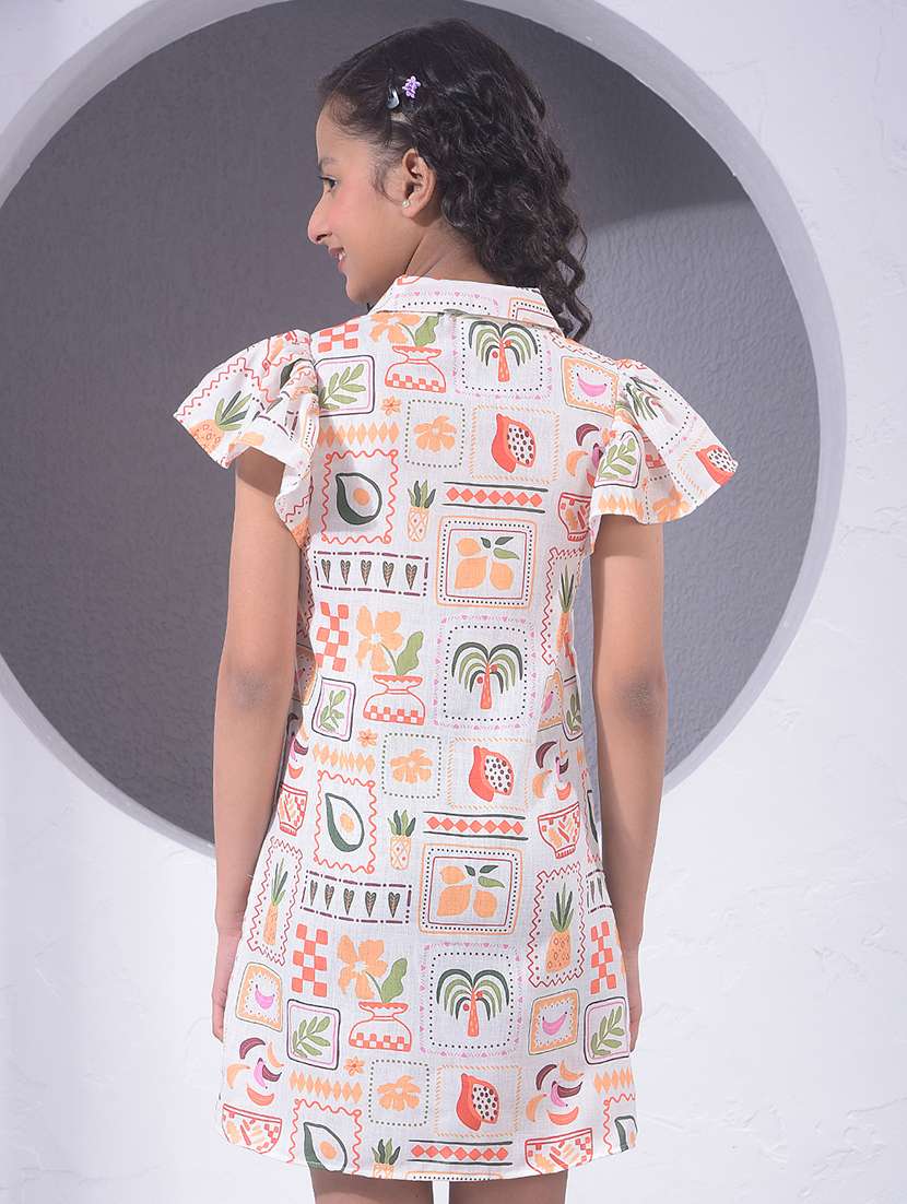 girls printed ruffle sleeve shirt dress - 22395126 -  Standard Image - 4