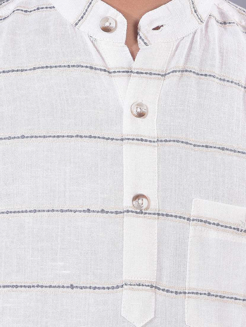 boys striped roll up sleeve short kurta - 22395363 -  Standard Image - 1