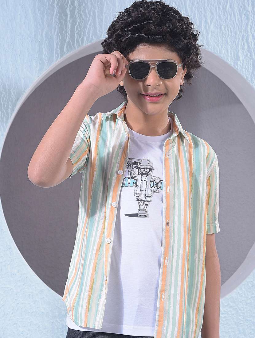 boys collared short sleeve shirt with t-shirt