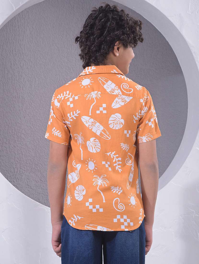 Boys Printed Collared Short Sleeve Shirt - 22395456 -  Standard Image - 4