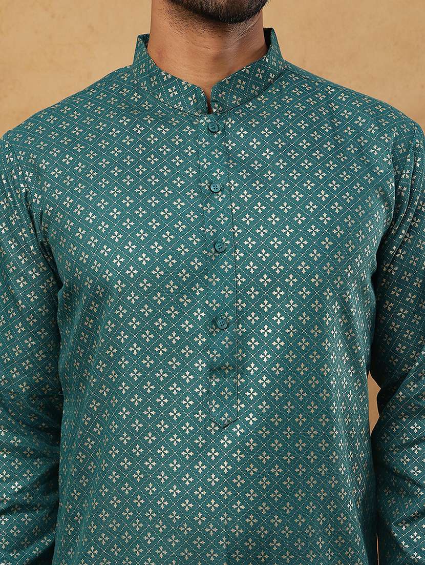 men printed mandarin neck long kurta - 22395531 -  Standard Image - 1