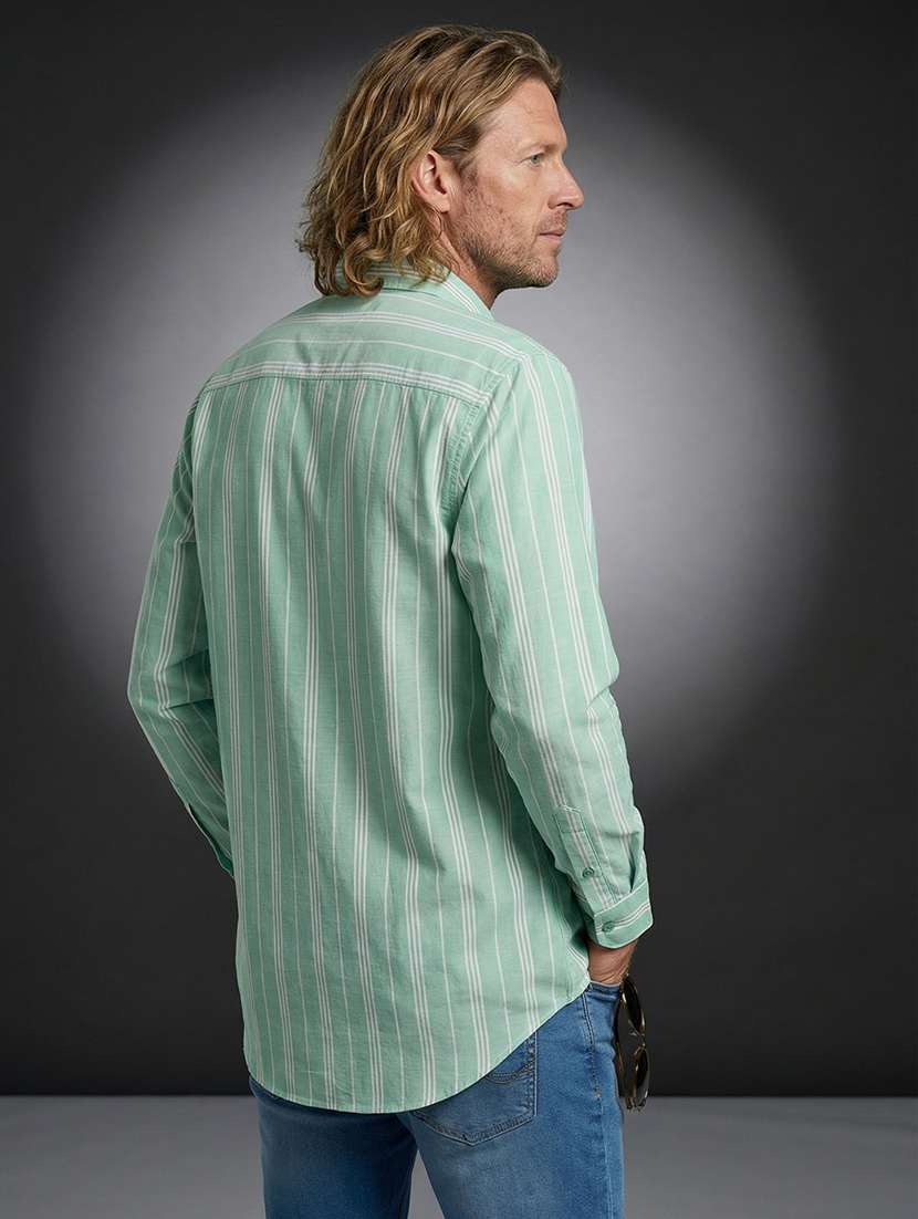 men striped mandarin neck short kurta - 22395567 -  Standard Image - 4