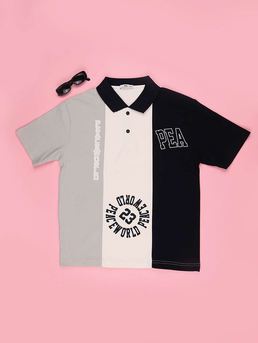 boys colourblocked short sleeves polo neck t-shirt - 22395626 -  Standard Image - 1