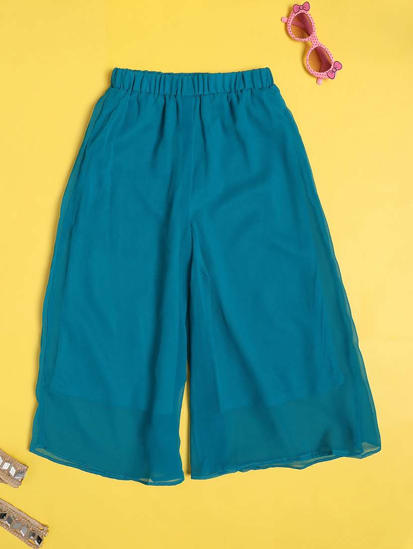 girls embroidered sleeveless kurta palazzo set - 22395722 -  Standard Image - 4