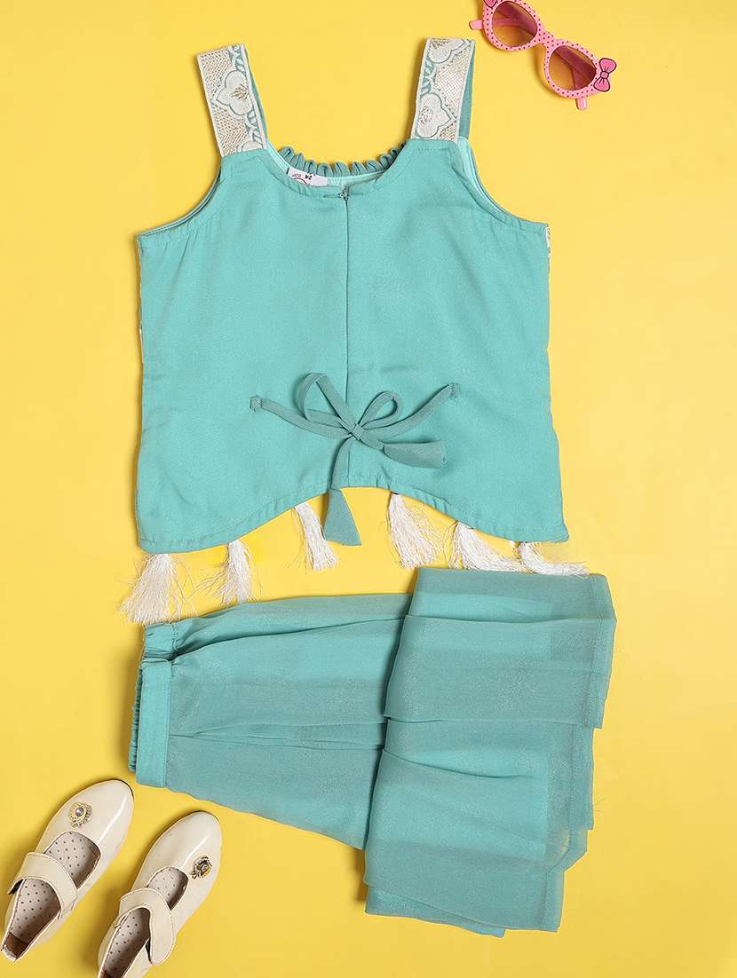 Girls Embroidered Sleeveless Kurta Palazzo Set - 22395723 -  Standard Image - 1