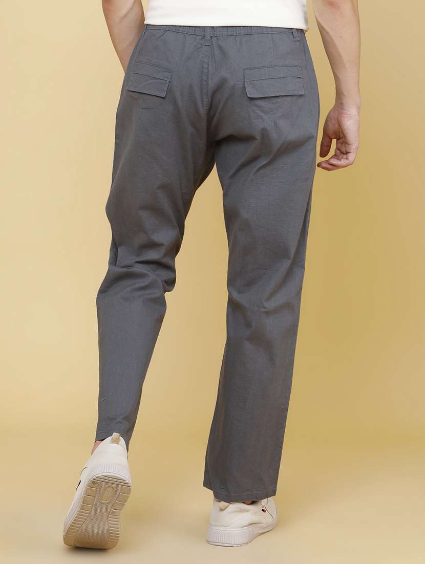 men solid mid rise flat front trouser - 22395823 -  Standard Image - 4