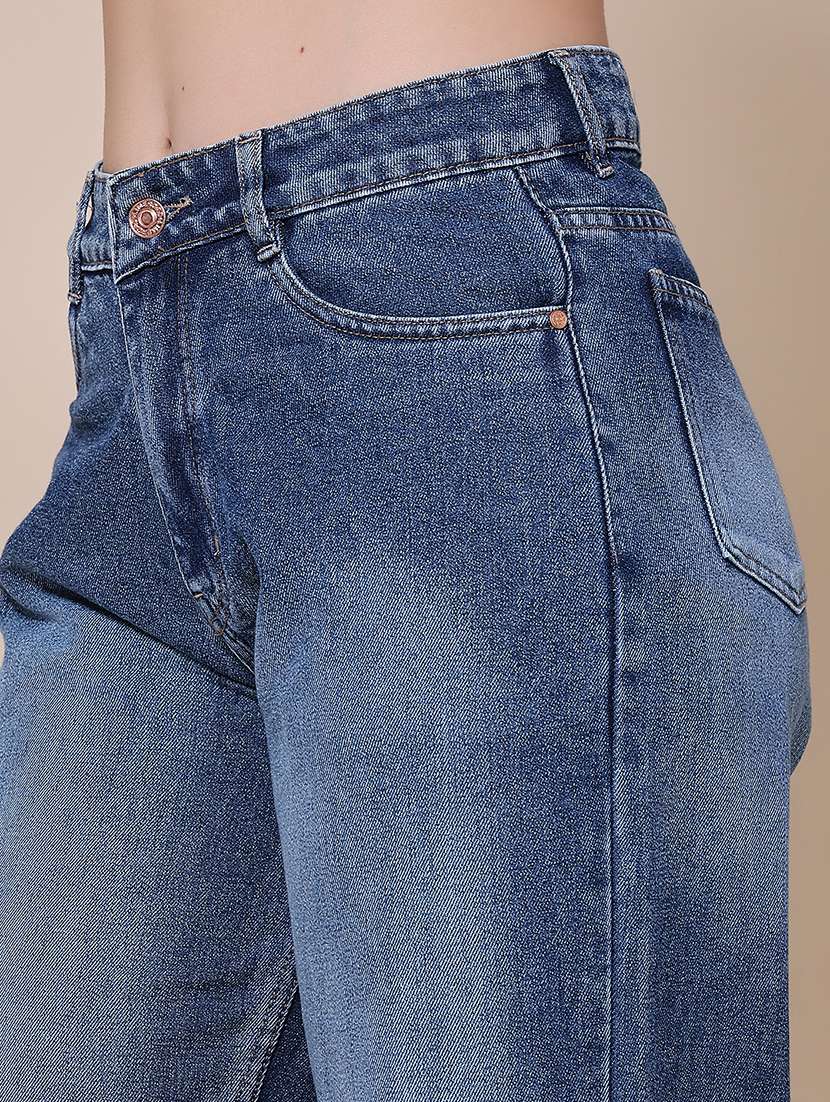 women washed mid rise straight jeans - 22395898 -  Standard Image - 1