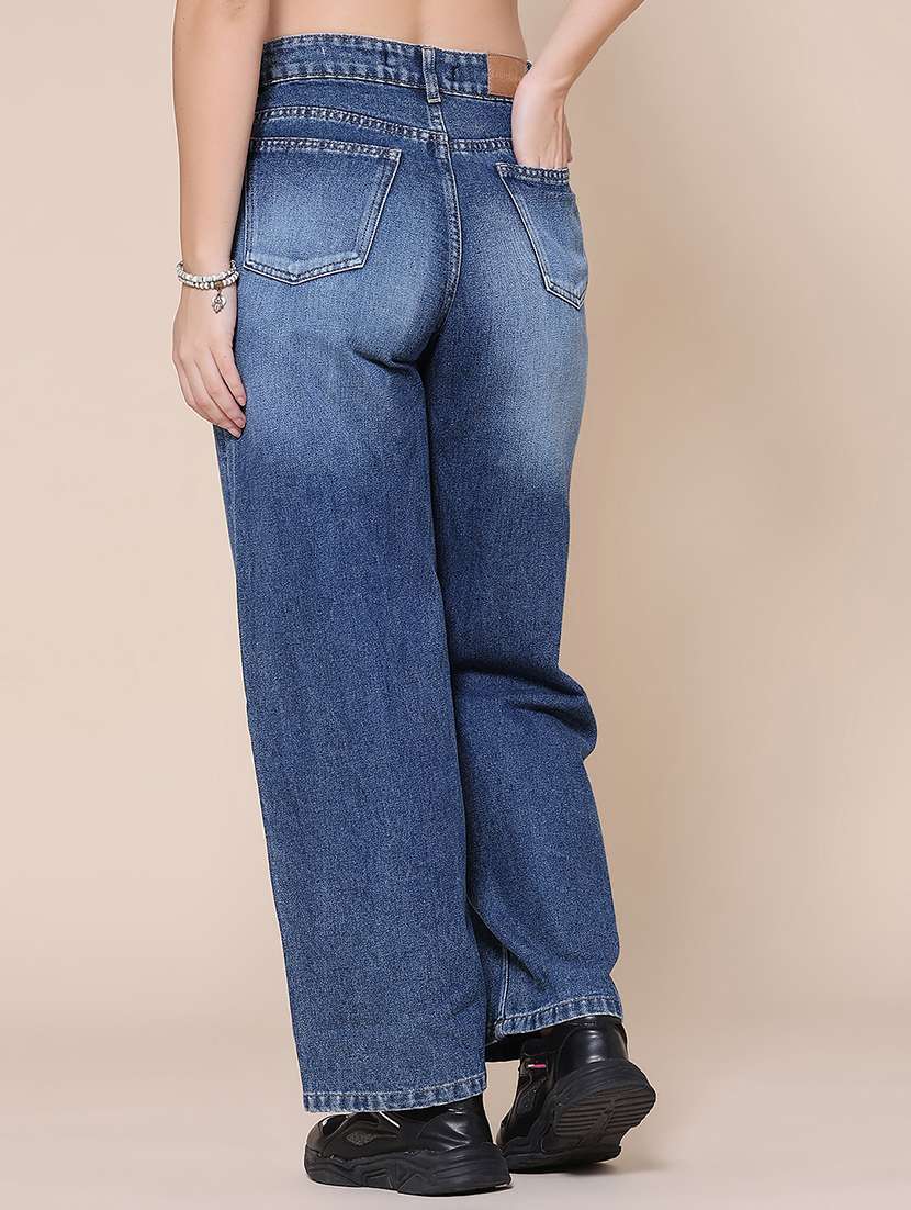 women washed mid rise straight jeans - 22395898 -  Standard Image - 4