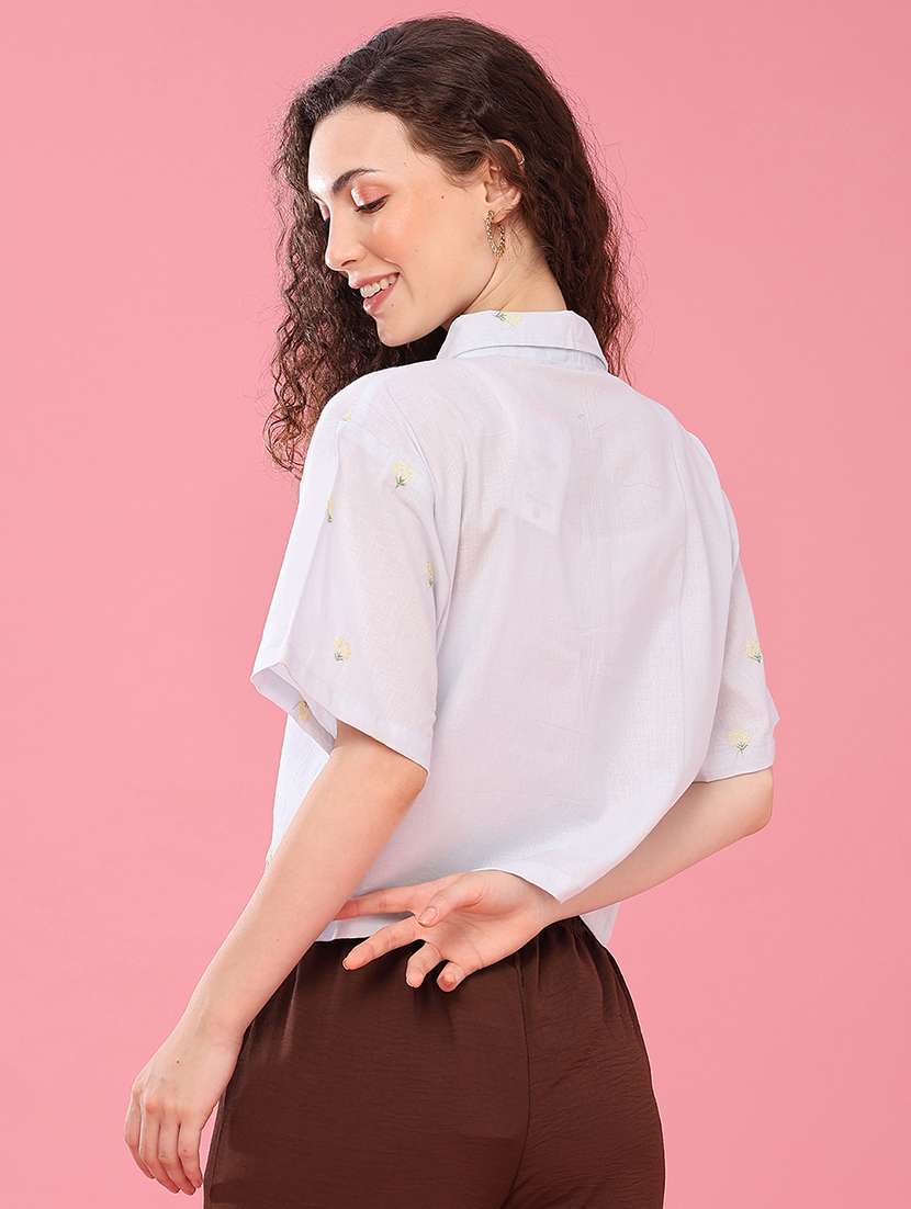Women Embroidered Short Sleeves Regular Fit Shirt - 22395913 -  Standard Image - 4