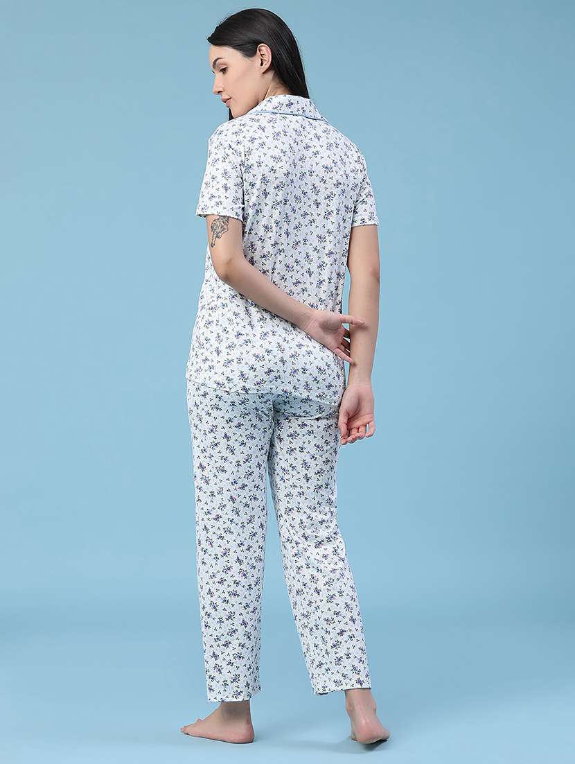 women printed short sleeves shirt and pyjama set - 22395979 -  Standard Image - 4