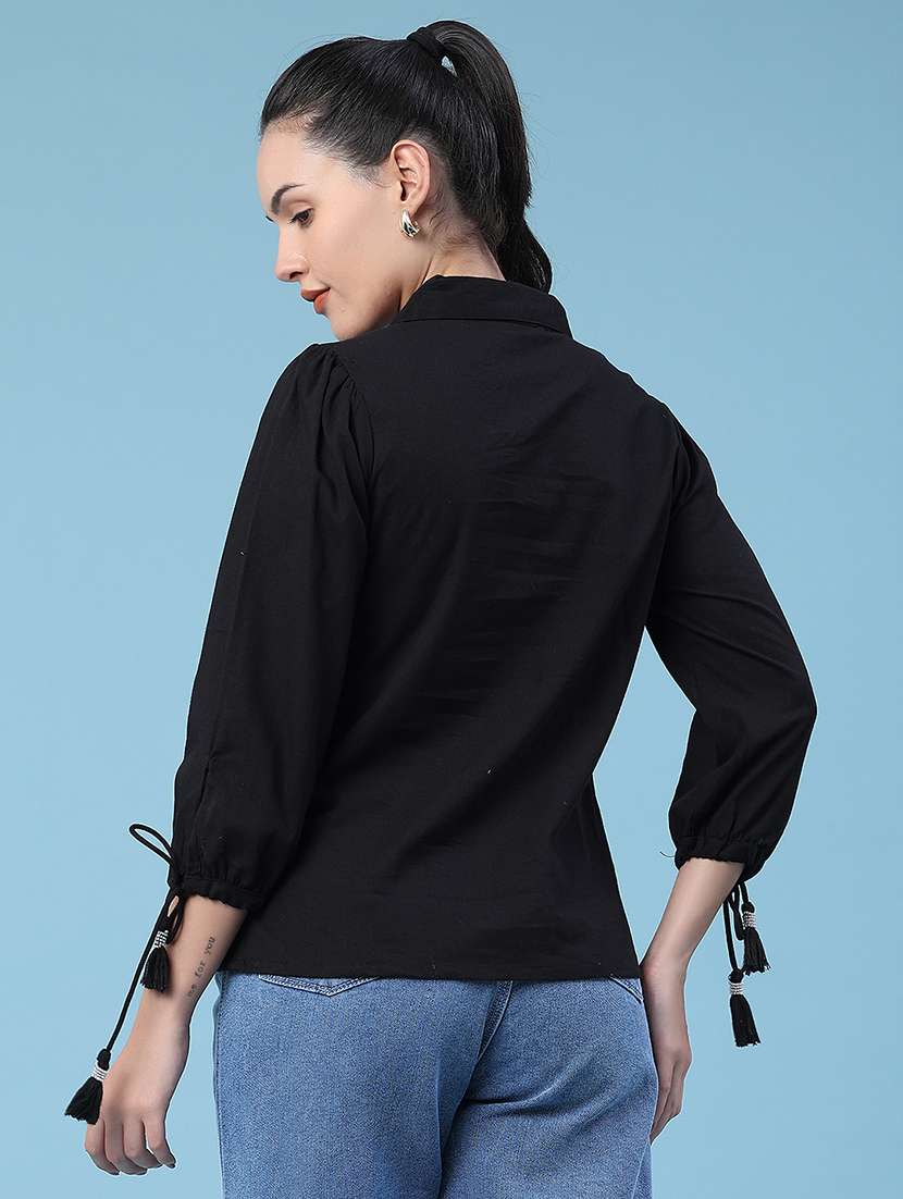 women embroidered three quarter sleeves regular shirt - 22395997 -  Standard Image - 4