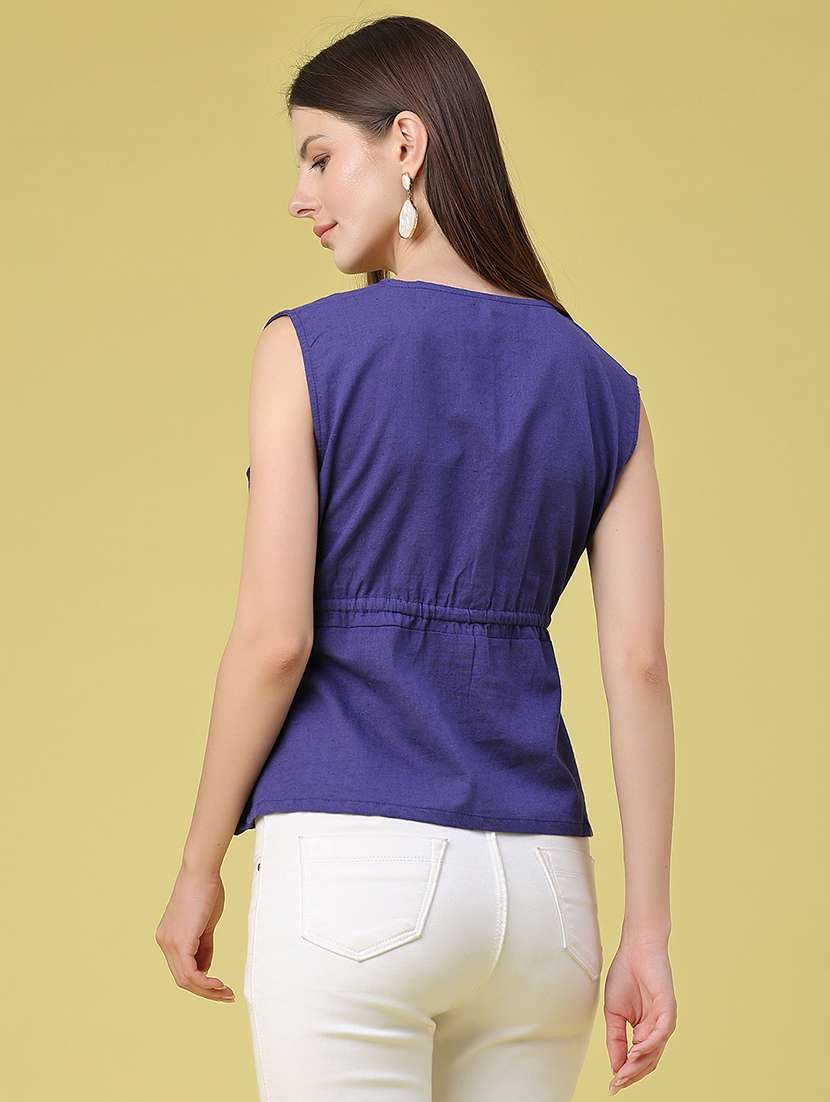 Women Embroidered Sleeveless Peplum Top - 22396003 -  Standard Image - 4
