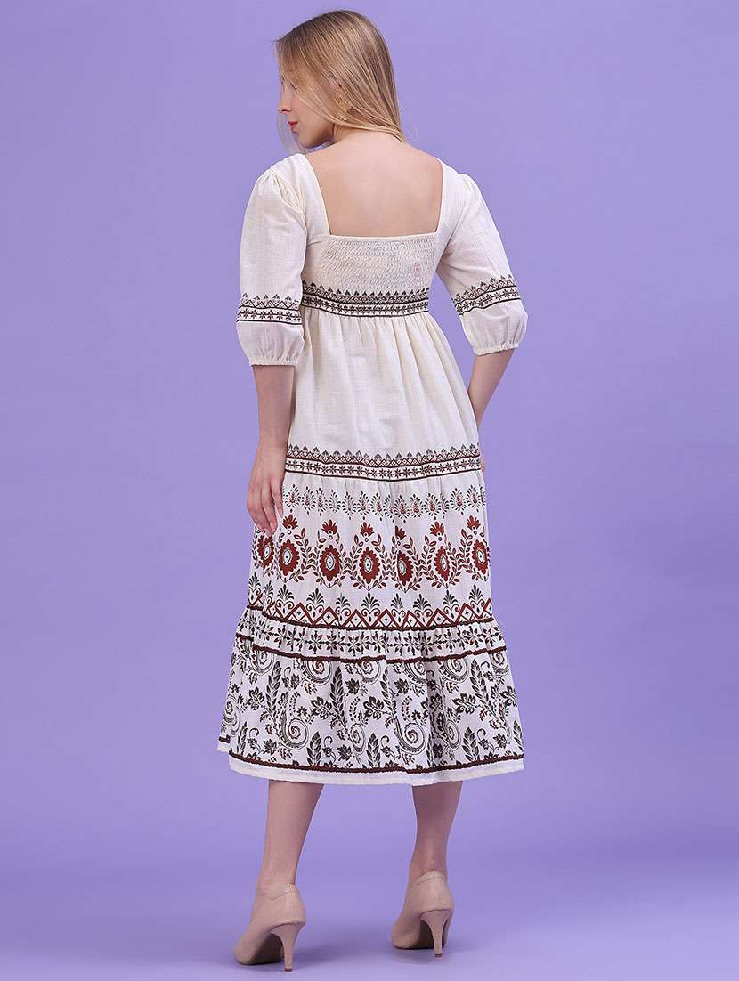 Women Printed Three Quarter Sleeves Tiered Dress - 22396052 -  Standard Image - 4