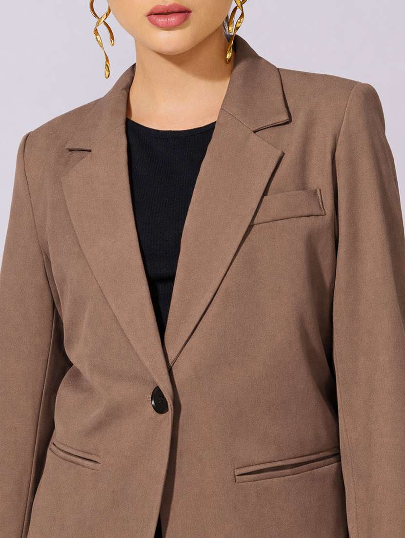 women solid long sleeve single breasted blazer - 22396065 -  Standard Image - 1
