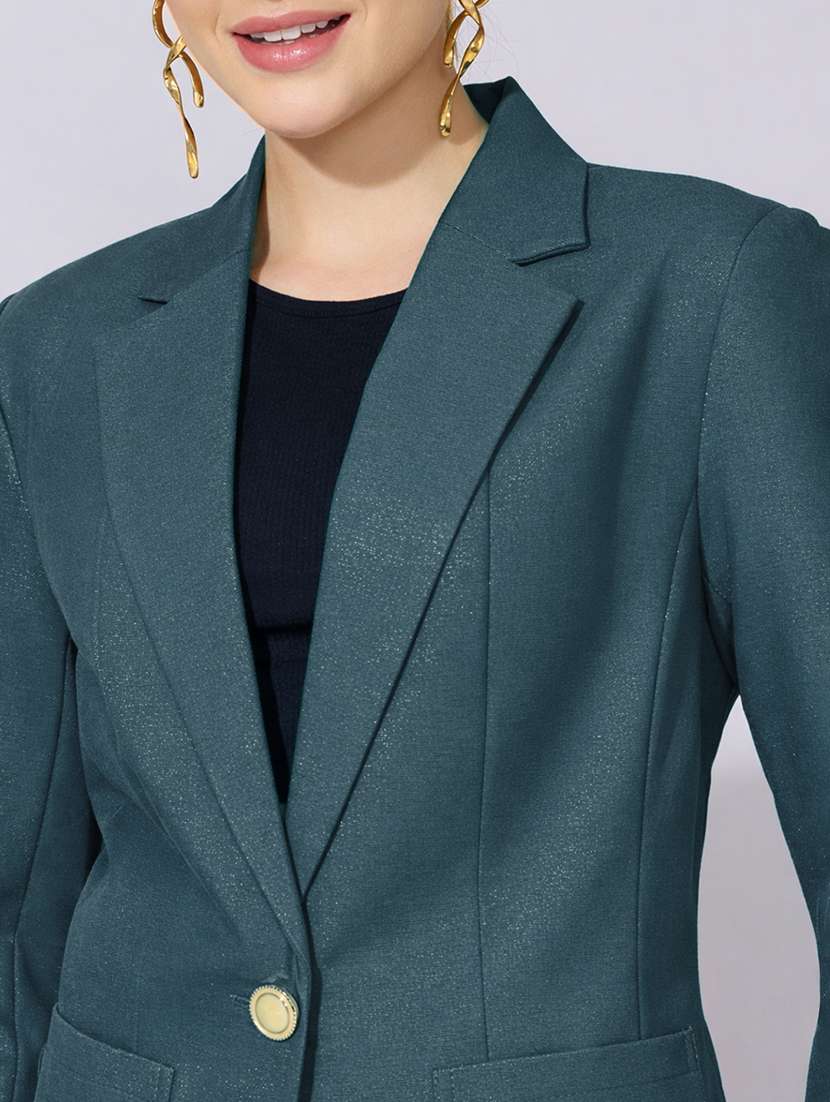 women solid long sleeve single breasted blazer - 22396066 -  Standard Image - 1