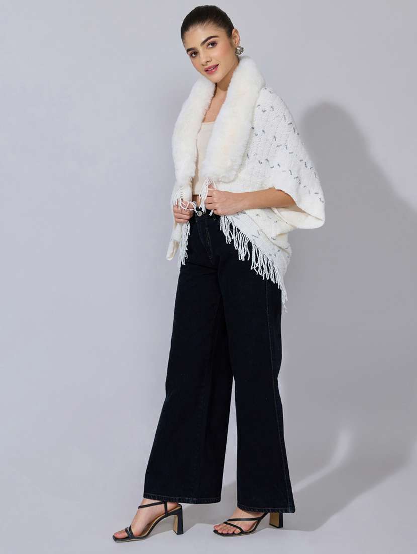 women self designed fur detailed shrug - 22396071 -  Standard Image - 4