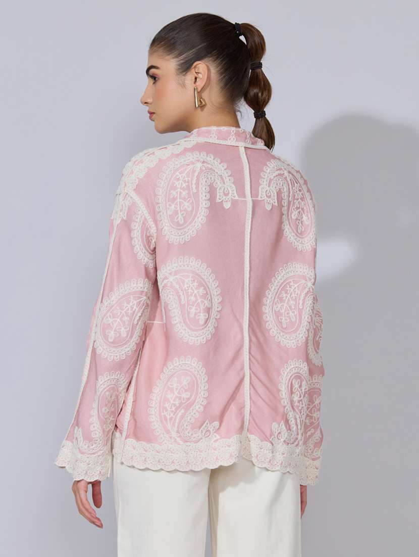 women embroidered collared long sleeve shirt - 22396079 -  Standard Image - 4