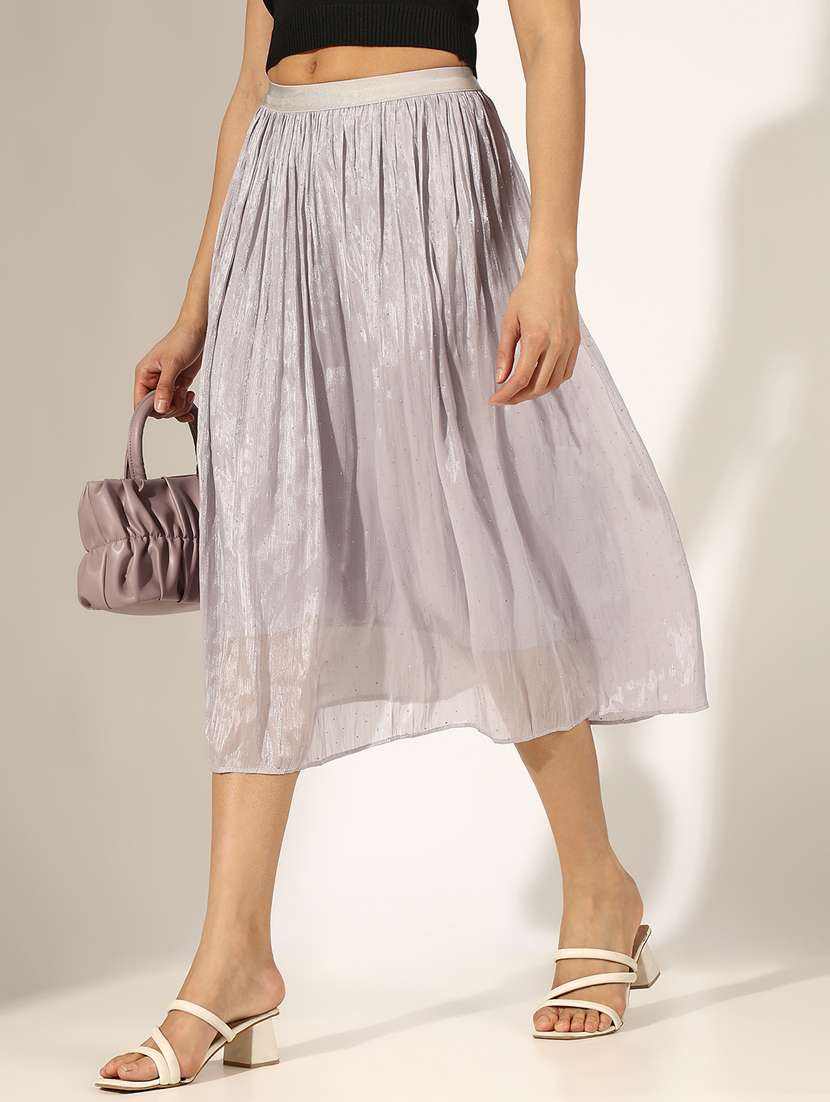 women embellished high rise flared skirt