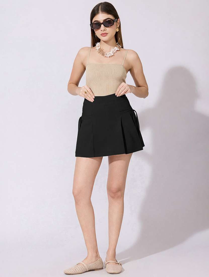 women solid high rise a-line skirt - 22396082 -  Standard Image - 4