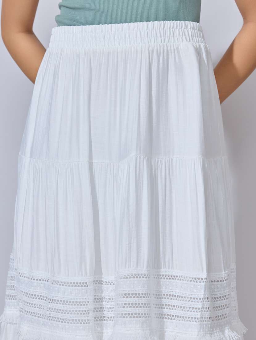 women solid high rise tiered skirt - 22396090 -  Standard Image - 1