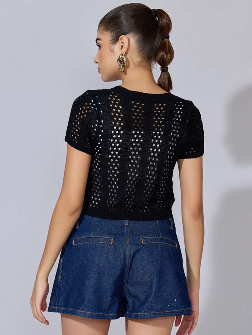 women self designed short sleeve crop shrug - 22396091 -  Standard Image - 4