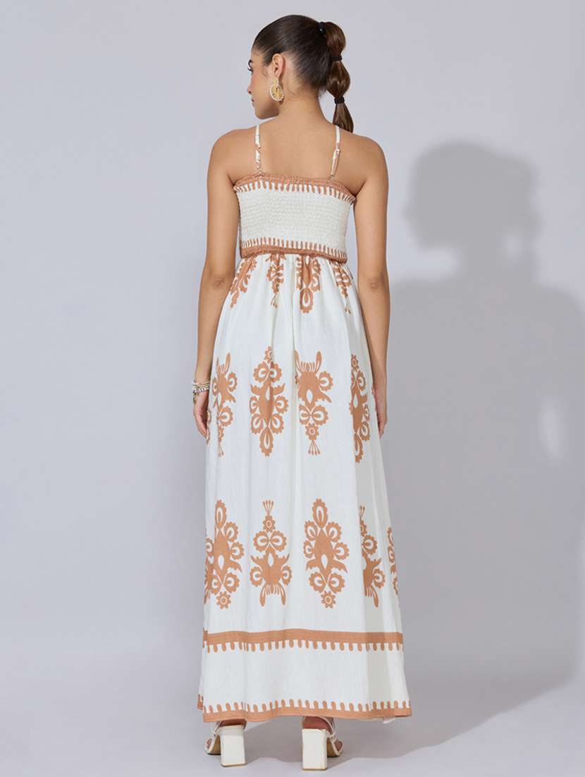 women printed shoulder starp fit & flare dress - 22396114 -  Standard Image - 4
