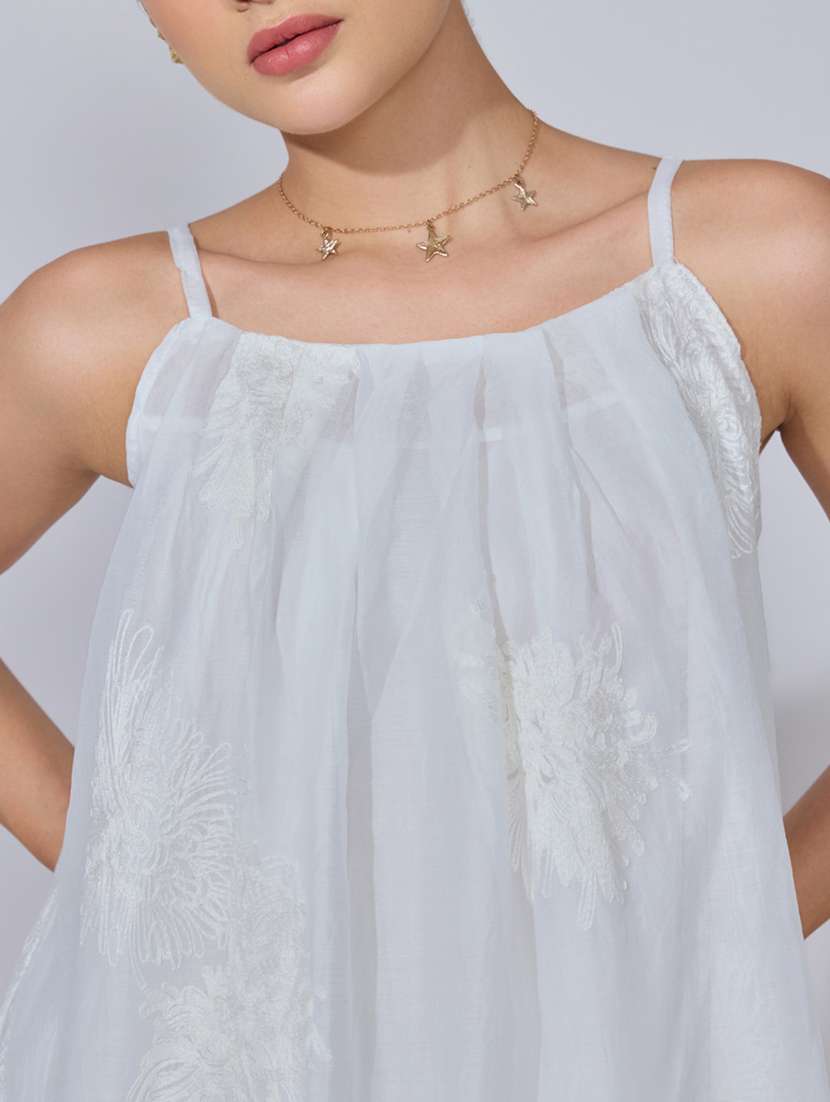 women embroidered shoulder strap a-line dress - 22396120 -  Standard Image - 1