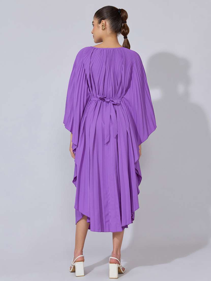 women solid kimono sleeve flared dress - 22396129 -  Standard Image - 4