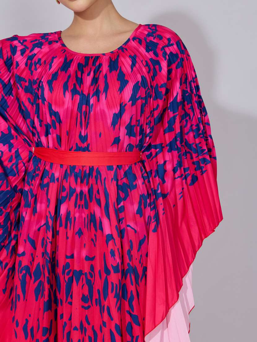 women printed kimono sleeve flared dress - 22396130 -  Standard Image - 1