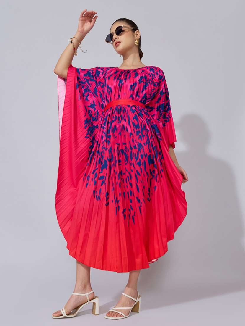 women printed kimono sleeve flared dress - 22396130 -  Standard Image - 4