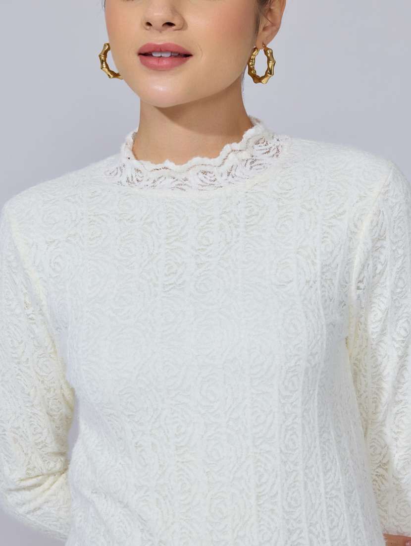 women self designed long sleeve lace top - 22396143 -  Standard Image - 1
