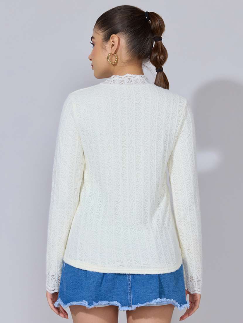 women self designed long sleeve lace top - 22396143 -  Standard Image - 4