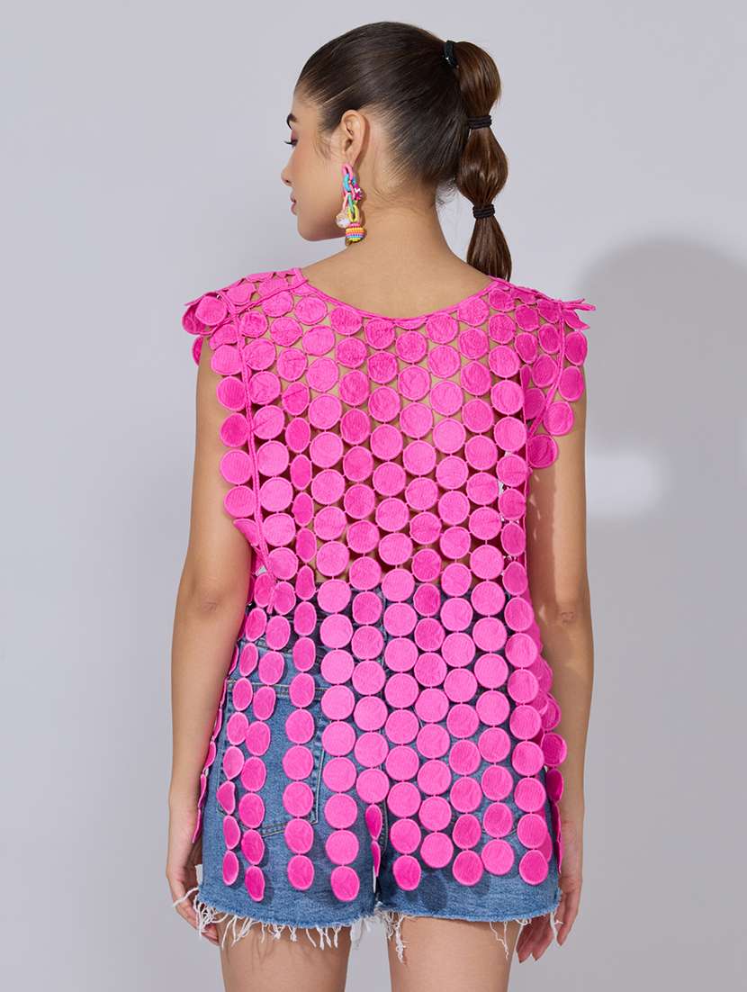 Women Self Designed Sleeveless Sheer Top - 22396144 -  Standard Image - 4