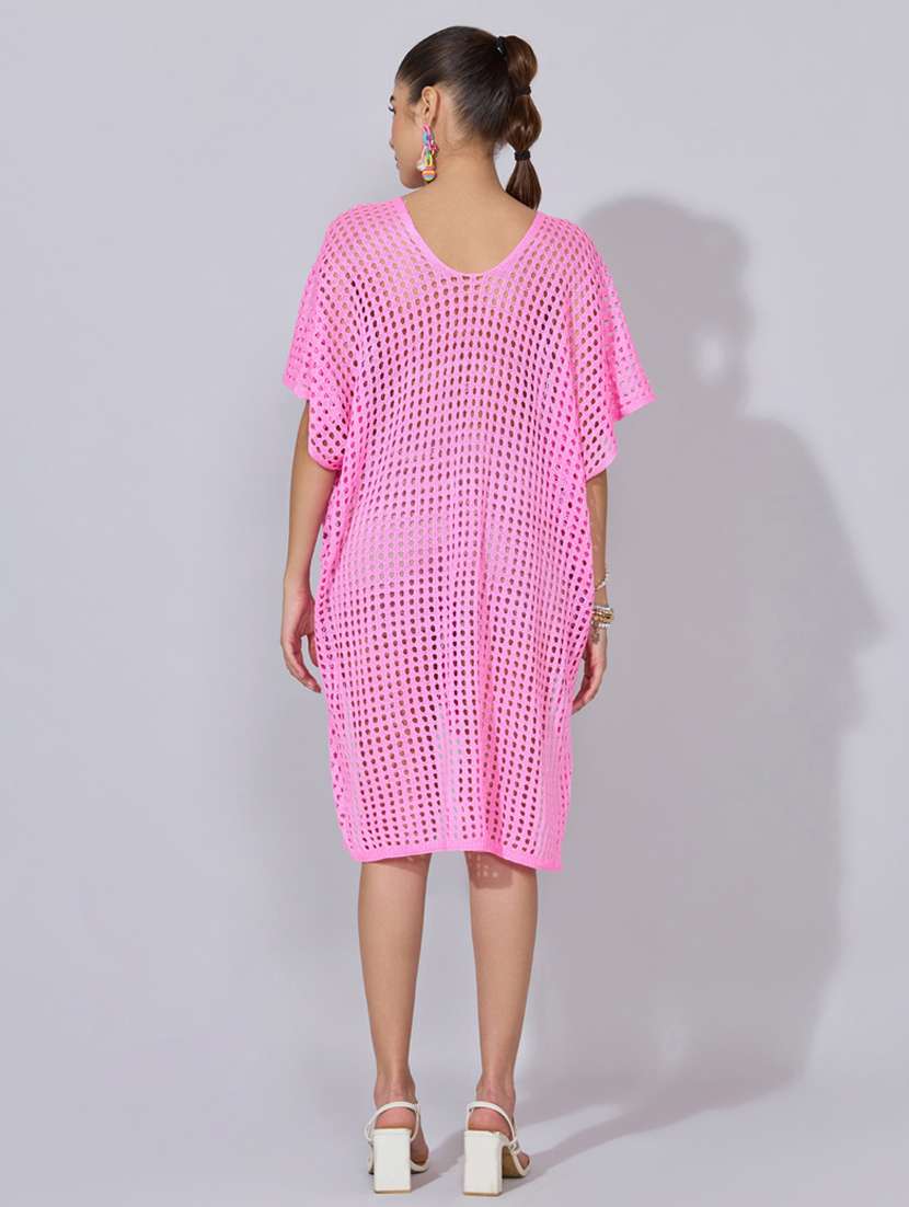 women solid shirt sleeve sheer asymmetric top - 22396155 -  Standard Image - 4