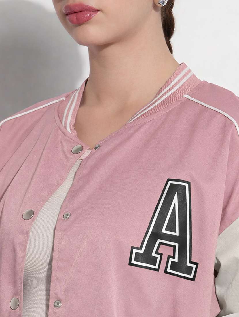 women color blocked long sleeve varsity jacket - 22396172 -  Standard Image - 1