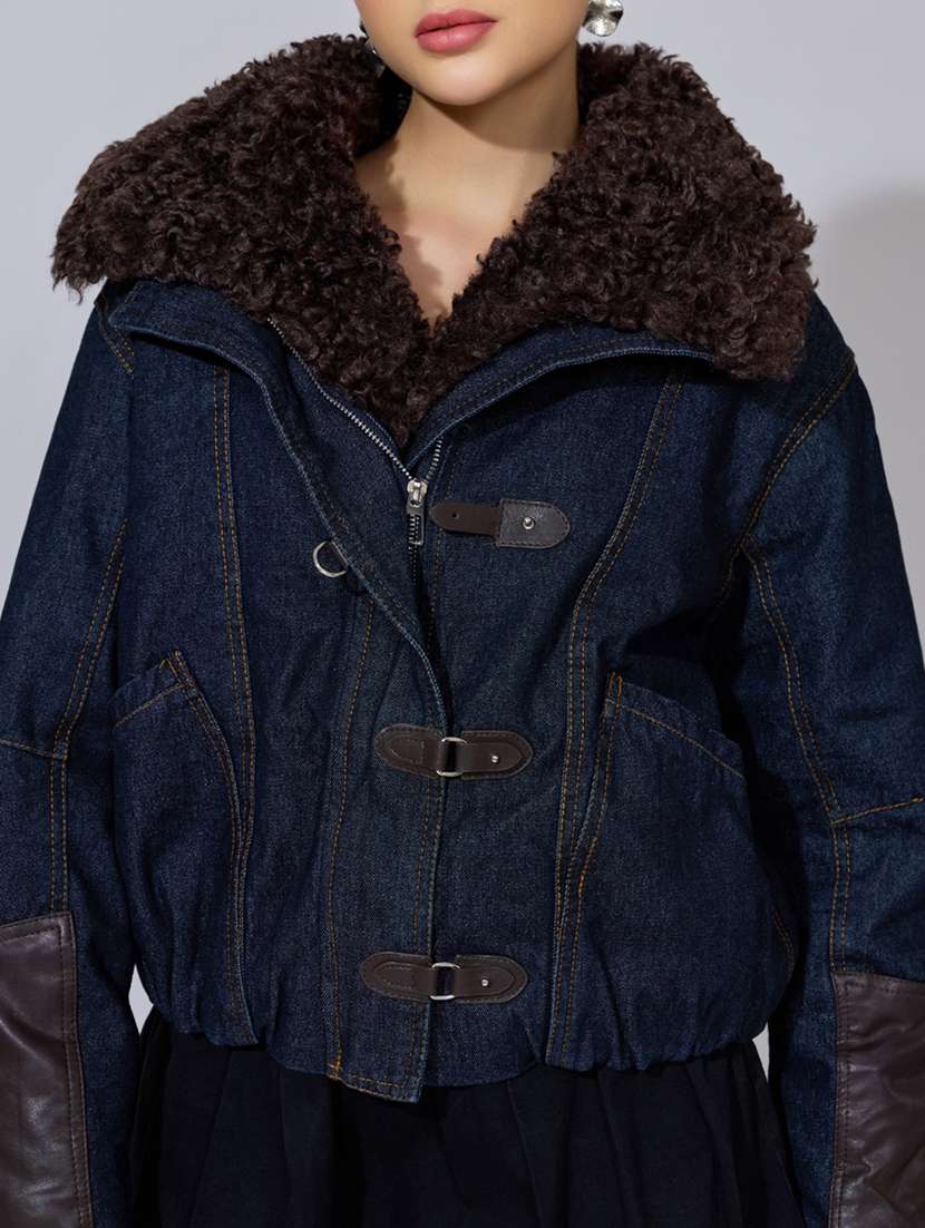 women solid long sleeve oversized denim jacket - 22396188 -  Standard Image - 1