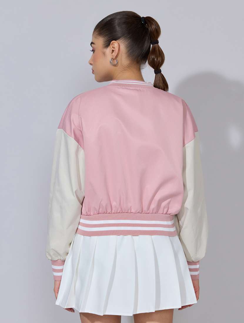 women color blocked long sleeve varsity jacket - 22396195 -  Standard Image - 4