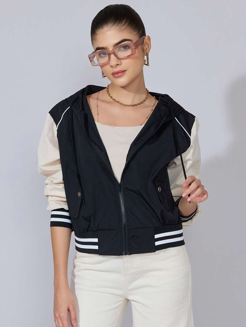 women long sleeve hooded bomber jacket