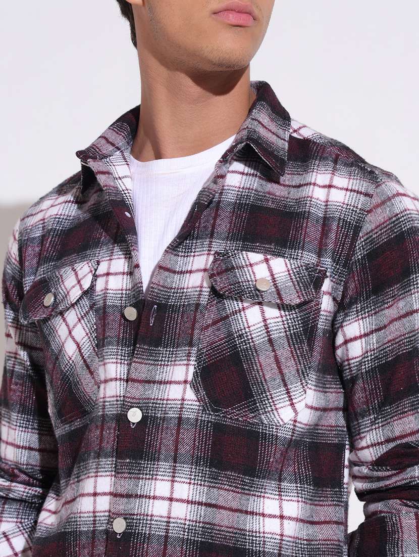 Men Checkered Long Sleeve Regular Fit Shacket - 22396204 -  Standard Image - 1