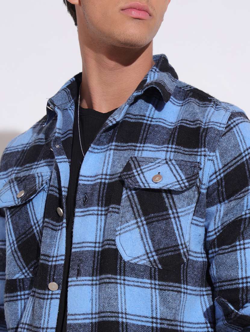 Men Checkered Long Sleeve Regular Fit Shacket - 22396205 -  Standard Image - 1