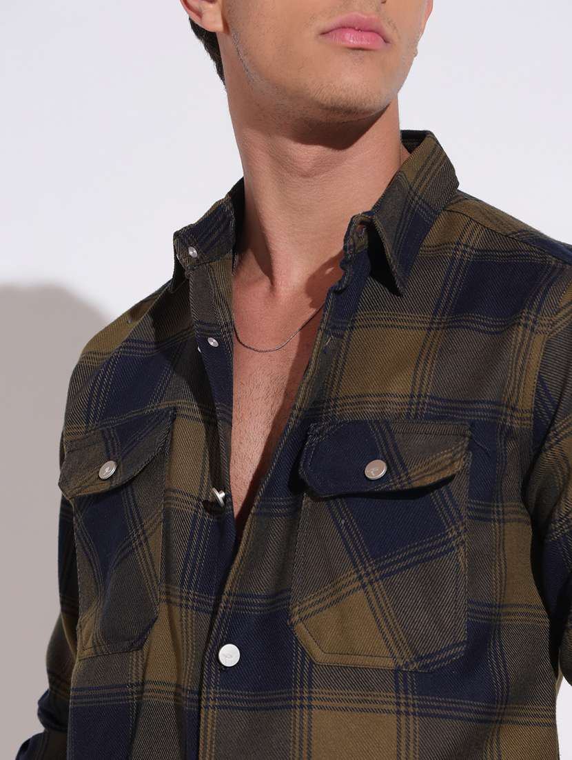 men checkered long sleeve regular fit shacket - 22396206 -  Standard Image - 1