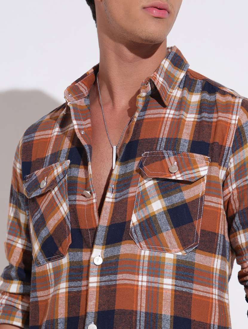 men checkered long sleeve regular fit shacket - 22396207 -  Standard Image - 1