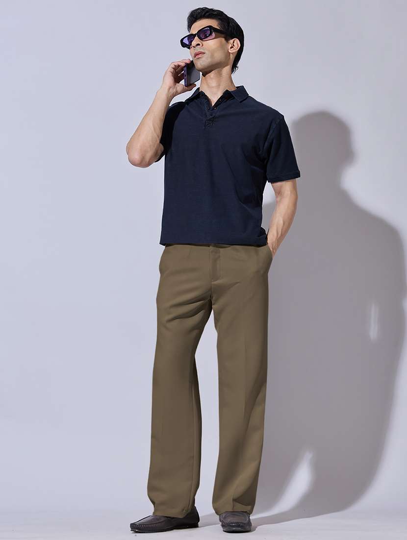 Men Solid Mid Rise Flat Front Casual Trouser - 22396219 -  Standard Image - 4